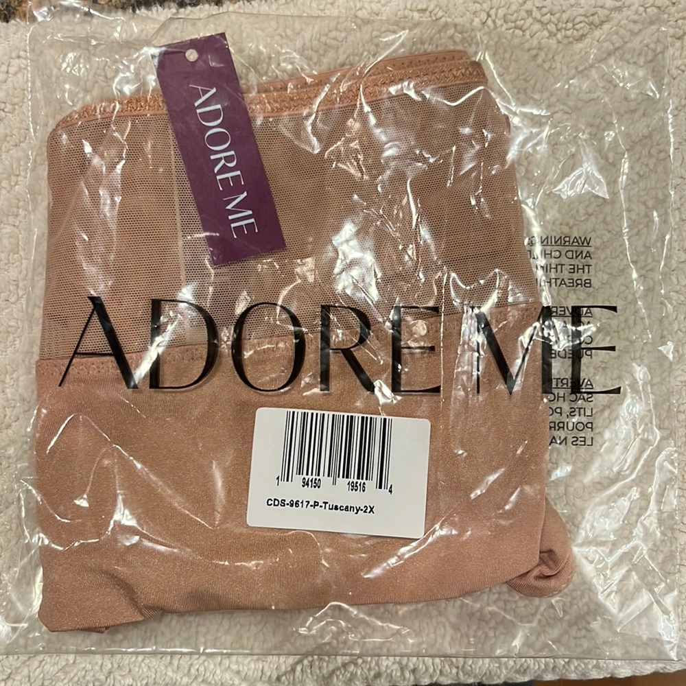 Adore Me Acacia Contour Sexy Beige Thong Panty Nylon Spandex Size 2X
